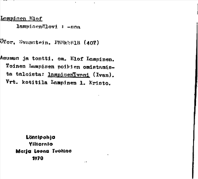 Bild på arkivkortet för arkivposten Lampisen Elof
