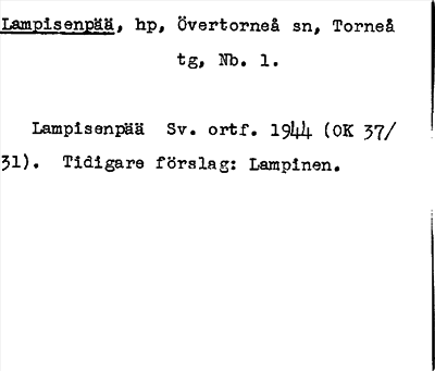 Bild på arkivkortet för arkivposten Lampisenpää