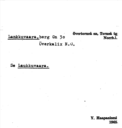 Bild på arkivkortet för arkivposten Lankkuvaara, se Laukkuvaara