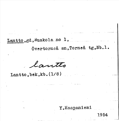 Bild på arkivkortet för arkivposten Lantto
