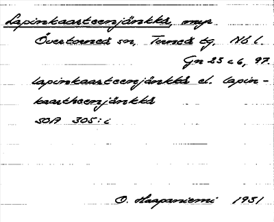Bild på arkivkortet för arkivposten Lapinkaarteenjänkkä