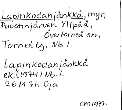 Bild på arkivkortet för arkivposten Lapinkodanjänkkä