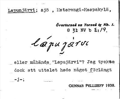 Bild på arkivkortet för arkivposten Lapunjärvi