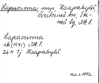 Bild på arkivkortet för arkivposten Lapuvuoma