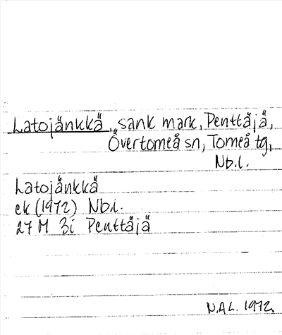 Bild på arkivkortet för arkivposten Latojänkkä