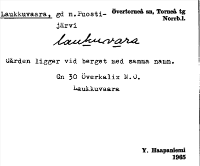 Bild på arkivkortet för arkivposten Laukkuvaara