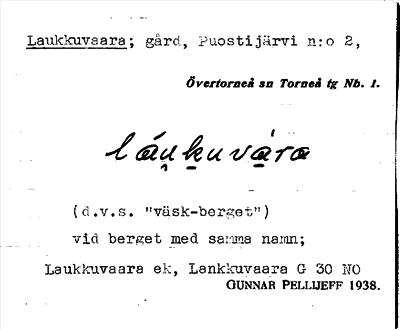 Bild på arkivkortet för arkivposten Laukkuvaara