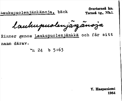 Bild på arkivkortet för arkivposten Laukupuolenjänkänoja