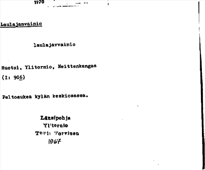 Bild på arkivkortet för arkivposten Laulajanvainio