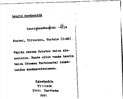 Bild på arkivkortet för arkivposten Laurin kesäkenttä