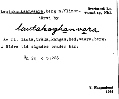 Bild på arkivkortet för arkivposten Lautakankaanvaara