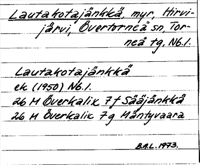 Bild på arkivkortet för arkivposten Lautakotajänkkä