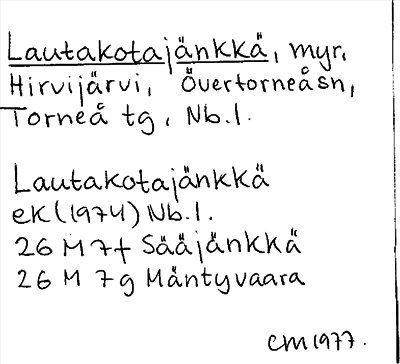 Bild på arkivkortet för arkivposten Lautakotajänkkä