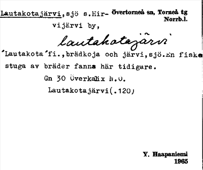 Bild på arkivkortet för arkivposten Lautakotajärvi