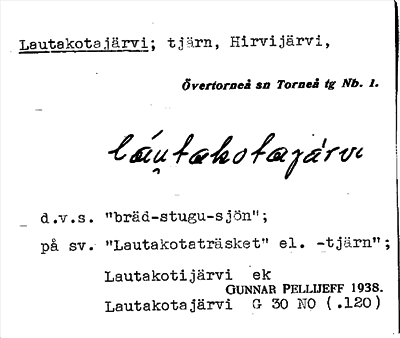 Bild på arkivkortet för arkivposten Lautakotajärvi
