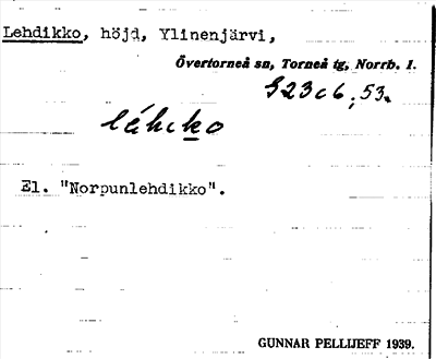 Bild på arkivkortet för arkivposten Lehdikko