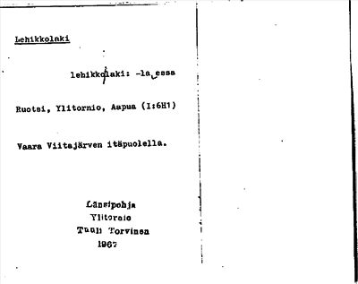 Bild på arkivkortet för arkivposten Lehikkolaki