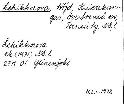 Bild på arkivkortet för arkivposten Lehikkorova