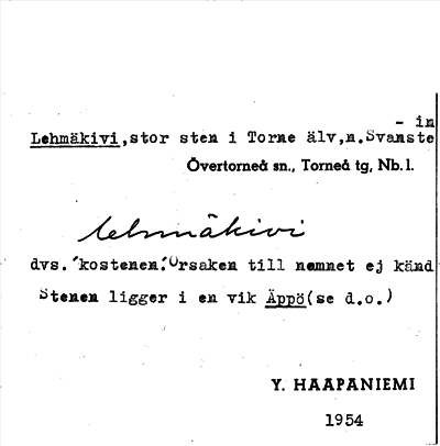 Bild på arkivkortet för arkivposten Lehmäkivi