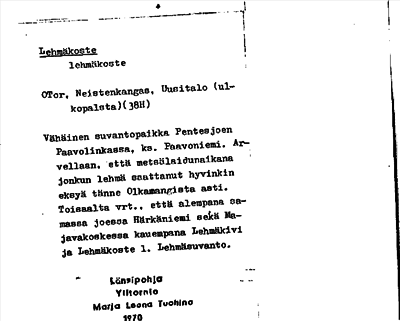 Bild på arkivkortet för arkivposten Lehmäkoste