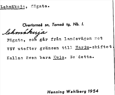 Bild på arkivkortet för arkivposten Lehmäkuja