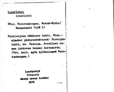 Bild på arkivkortet för arkivposten Lehmälahti
