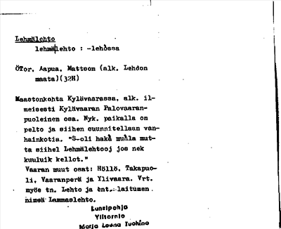 Bild på arkivkortet för arkivposten Lehmälehto