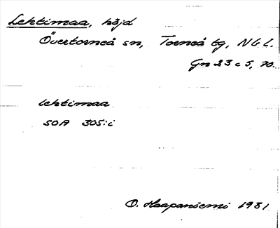 Bild på arkivkortet för arkivposten Lehtimaa