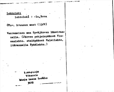 Bild på arkivkortet för arkivposten Lehtolaki