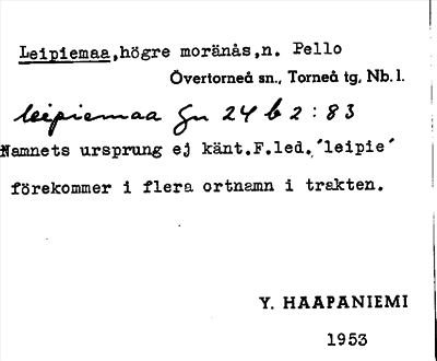 Bild på arkivkortet för arkivposten Leipiemaa