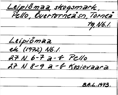 Bild på arkivkortet för arkivposten Leipiömaa