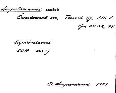 Bild på arkivkortet för arkivposten Leipiöniemi