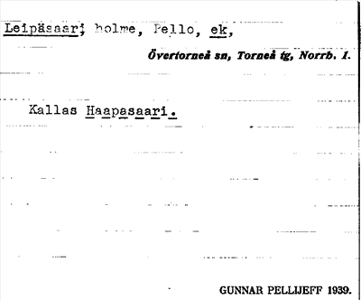 Bild på arkivkortet för arkivposten Leipäsaari