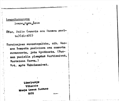 Bild på arkivkortet för arkivposten Lempeäsuvanto