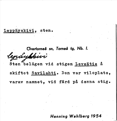 Bild på arkivkortet för arkivposten Leppäyskivi