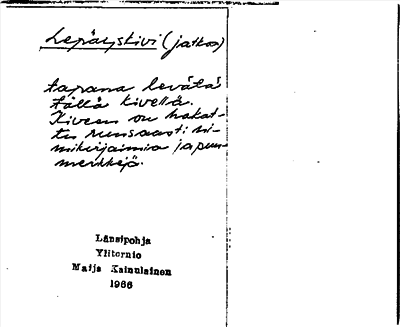 Bild på arkivkortet för arkivposten Lepäyskivi