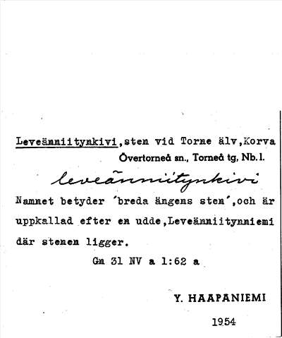 Bild på arkivkortet för arkivposten Leveänniitynkivi
