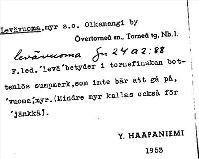 Bild på arkivkortet för arkivposten Levävuoma