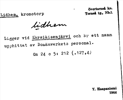 Bild på arkivkortet för arkivposten Lidhem