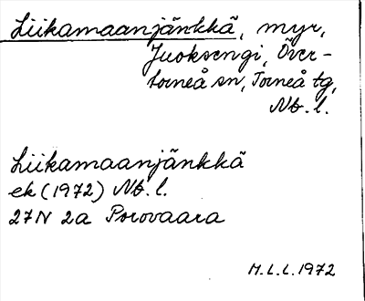 Bild på arkivkortet för arkivposten Liikamaanjänkkä