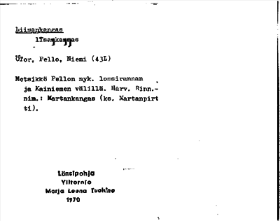 Bild på arkivkortet för arkivposten Liisankangas