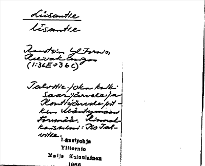 Bild på arkivkortet för arkivposten Liisantie