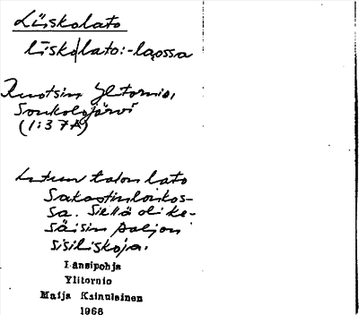 Bild på arkivkortet för arkivposten Liiskolato