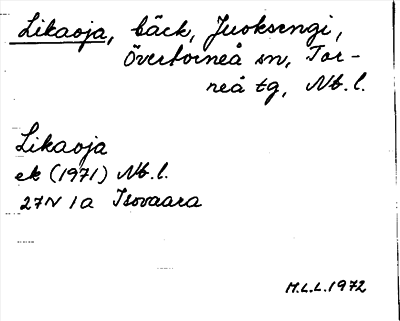 Bild på arkivkortet för arkivposten Likaoja