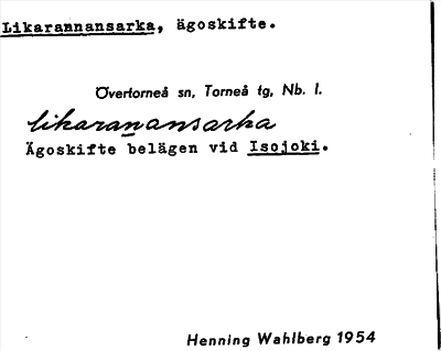 Bild på arkivkortet för arkivposten Likarannansarka