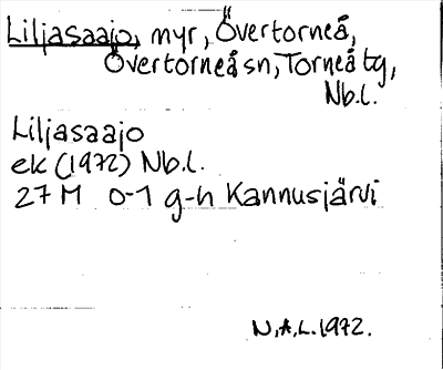 Bild på arkivkortet för arkivposten Liljasaajo