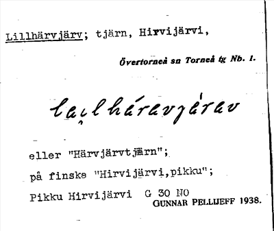 Bild på arkivkortet för arkivposten Lillhärvjärv