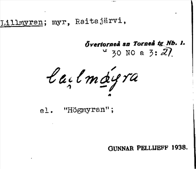 Bild på arkivkortet för arkivposten Lillmyran