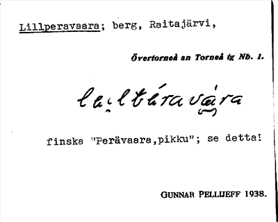 Bild på arkivkortet för arkivposten Lillperavaara