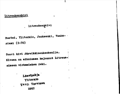 Bild på arkivkortet för arkivposten Litreuksenkivi